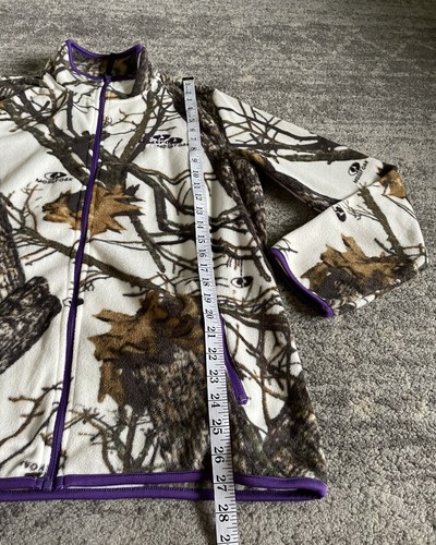 Mossy Oak Mädchen Jugend L 12-14 Fleecejacke weiß Bäume Blätter durchgehender Reißverschluss N3 - Bild 6 von 10