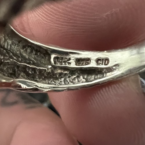 Vintage Clyde Duneier ovaler Granat Cabochon Ring Größe 6,5 CID 14K 925 Seil Seiten - Bild 6 von 13