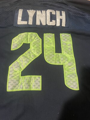 NFL Seahawks M.LYNCH 24 ジャージ M Marshawn Lynch Seattle Seahawks Autographed Nike Green