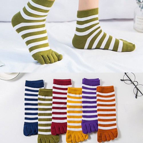 5 Paar Damen Fünf Finger Knöchel Zehen Socken Gestreift Bequem Freizeit SPORTS - Bild 8 von 12