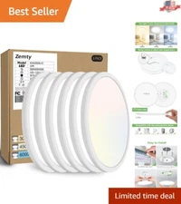 6-Pack 12-Inch Super Slim LED Flush Mount Lights - Custom 3 Color Temperature