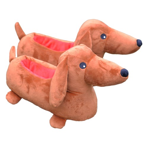 Plush Dachshund Slippers Animals Cute Cartoon House Slippers for Women Men Warm - Picture 3 of 12