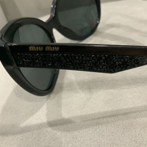 MIU MIU CAT EYE SMU-07R SUNGLASSES-55-18-140-BLACK COLO-MADE in ITALY-PRE OWNED - Picture 8 of 11