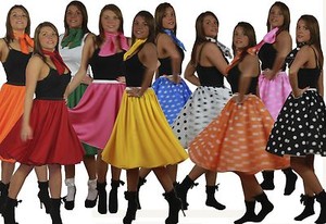 Neon Orange Rock N Roll Skirt /& Scarf Set 1950s 1960s Fancy Dress