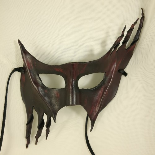 Mask Leather Art Renaissance Festival Handmade Mardi Gras Costume Theatre Party - Picture 24 of 24