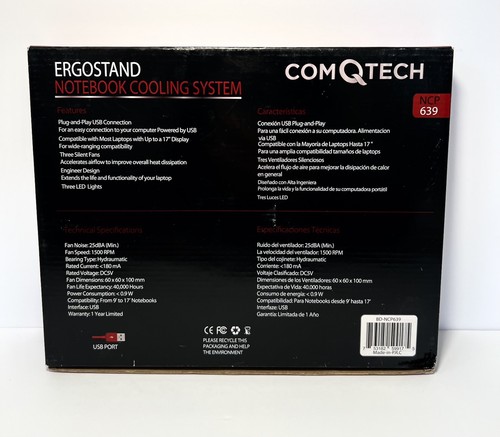 Ventilateur et support système de refroidissement ergonomique pour ordinateur portable - Photo 2/5