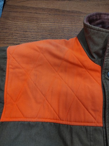 Giacca da caccia vintage Field & Stream Upland uccellino marrone e arancione fiammato uomo etichetta M - Foto 6 di 19