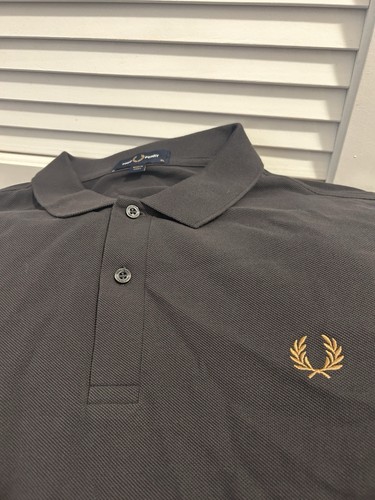 Fred Perry Men's Cotton Long Sleeve Tennis Shirt M6006 Gray Gold V07 XL