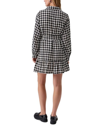Sanctuary Women's Tiered Long-Sleeve Shirt Dress (Pulse Houndstooth, X-Large) - Picture 2 of 6