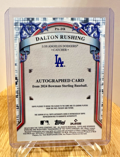 2024 Bowman Sterling Dalton Rushing Auto Prospect RC #PA-DR Los Angeles Dodgers - Bild 2 von 2