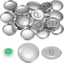 15 Sets Self Cover Button Kit 44L 1.1" 27Mm with Wire Backs Aluminum Buttons to 