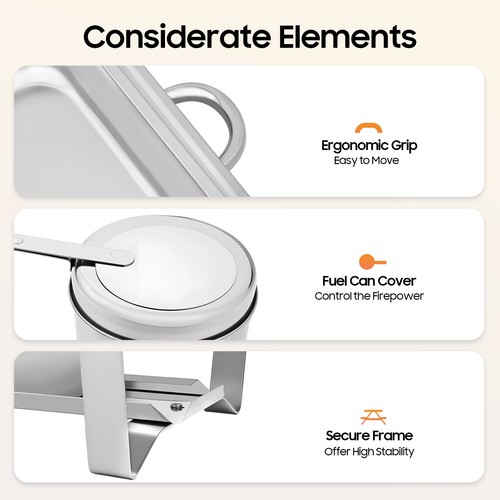 Estufa de comedor plegable con 2 sartenes de acero inoxidable plato de frotamiento rectangular comida caliente - Imagen 3 de 22