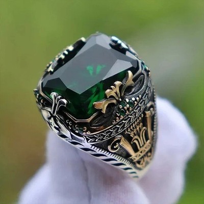 Sterling Silver Handmade Jewelry Black Men's Ring All Size Fashion Ring 2025