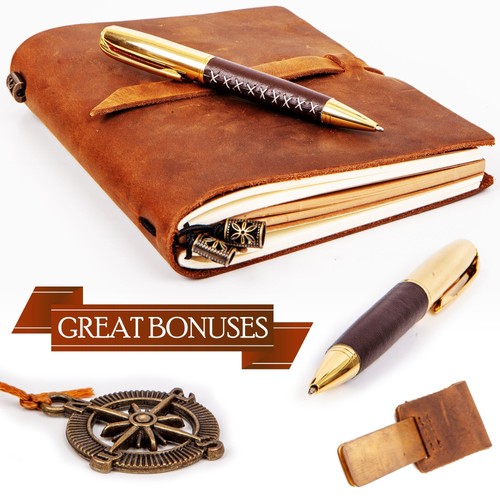 Premium Leatherbound Writing Journal Set: Real Authentic Antique Style & Hand... - Picture 8 of 8