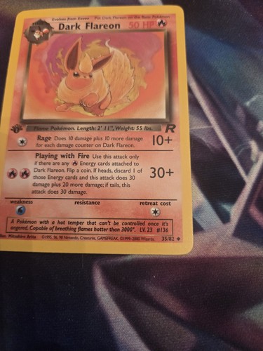 Pokémon 2000 Team Rocket's Dark Flareon 1° Edizione LP - Foto 4 di 10