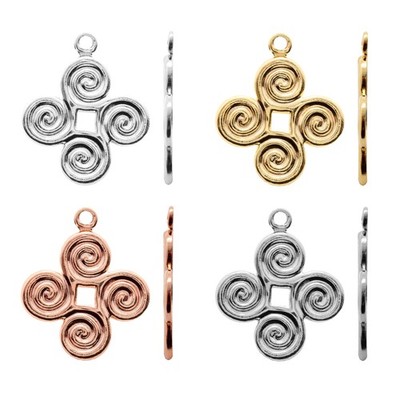 Brass Charm Round Shape 16x13.5mm Jewelry Making Findings 6 pieces