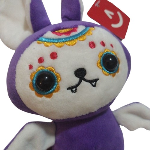Aurora Halloween Bonita Sugar Skull Purple Bat 8 inch Spooky Beanbag Plush NWT - Picture 10 of 10