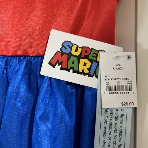 Super Mario Mädchen Figur Satin rot und blau Nachthemd, Kleid Gr. S - Bild 2 von 8
