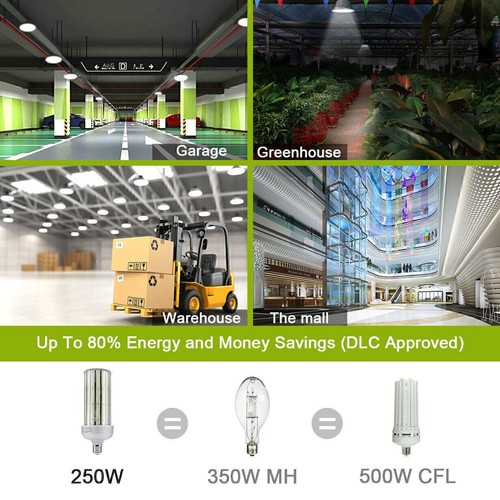 250W Led Corn Light Bulbs Replace 1000W High Bay Lights E39 Base 5000K Daylight - Picture 11 of 12