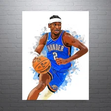 Shai Gilgeous-Alexander Oklahoma City Thunder Sports Print, Man Cave