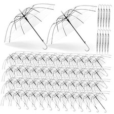 60 Pack Clear Wedding Umbrellas Bulk Transparent Auto Open Stick Umbrellas