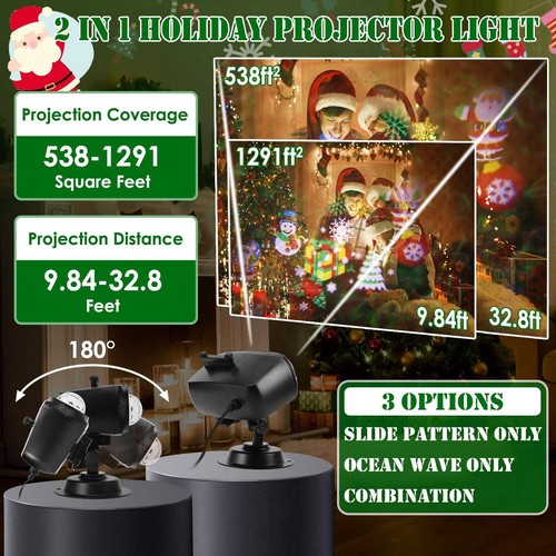 Lámpara de proyección de luz para proyector navideño 2 en 1 interior exterior con 10 colores Ocea - Imagen 3 de 11