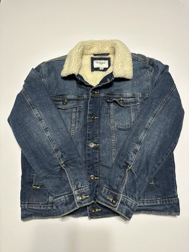 Goodfellow Sherpa Denim Jeansjacke blau robust Knopfleiste Herren Gr. Medium neu ohne Etikett - Bild 1 von 8