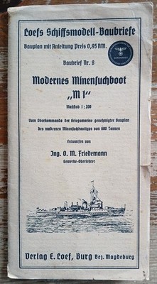Loefs Schiffsmodell Baubriefe Nr.8 Modernes Minensuchboot M1 1:200 Gebraucht