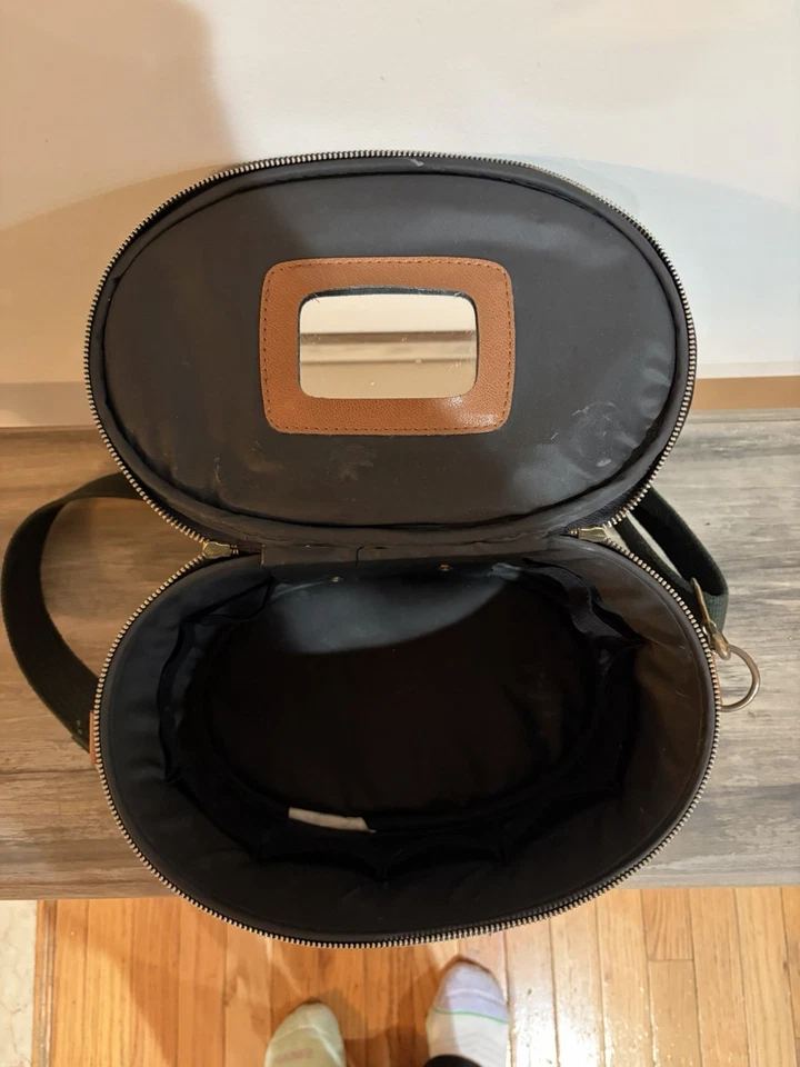 AMERICAN TOURISTER 复古化妆品制作盒 绿色花卉纸巾 带棕色 — 第 3/4 张图片