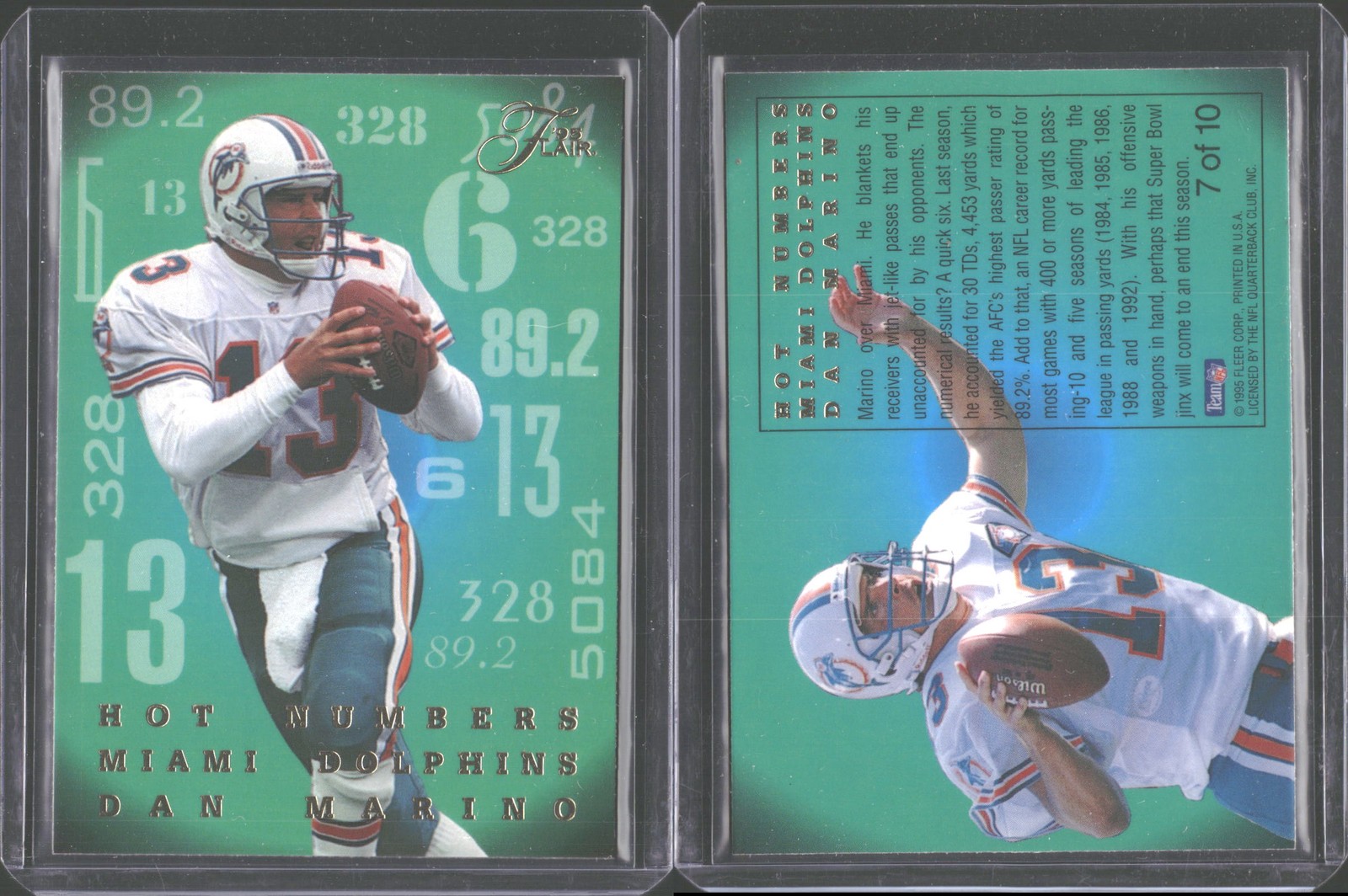 1995 Flair #7 Dan Marino Hot Numbers