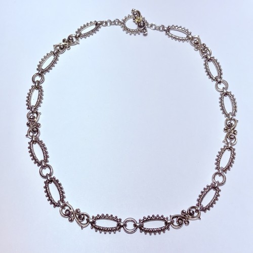 Collar Barbara Bixby Sterling 18K Flor Pergamino 12mm 18" Cadena Palanca 44.8g - Imagen 2 de 10