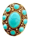 1900'S VICTORIAN SILVER WITH GOLD VERMEIL MESH &  PERSIAN TURQUOISE RING SIZE 8