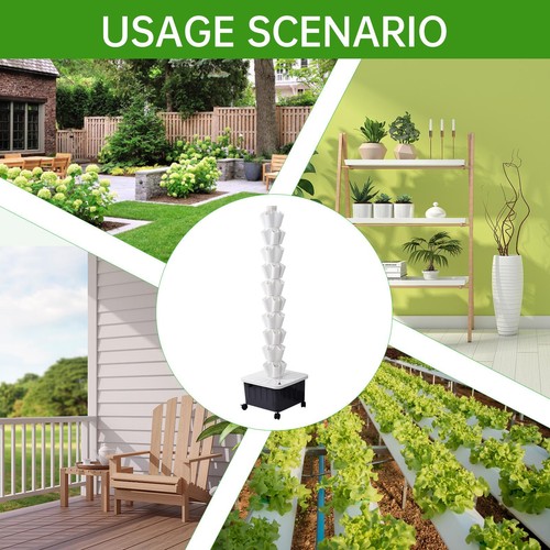 Sistema Hidropónico Vertical Torre Jardín Aeroponía Hogar Kit de Cultivo 10 Capas 50 Macetas - Imagen 12 de 12