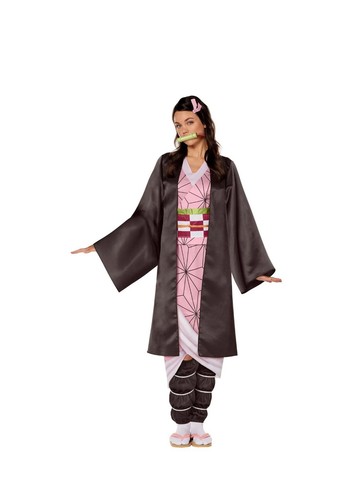 Demon Slayer Nezuko Costume Cosplay Complete Outfit Adult M 8-10 Halloween Anime