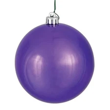 Vickerman N592526DSV Plum Shiny UV Drilled Cap Ball Ornament  10 in.