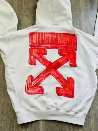 OFF WHITE Felpa con cappuccio Off White bianca e rosa