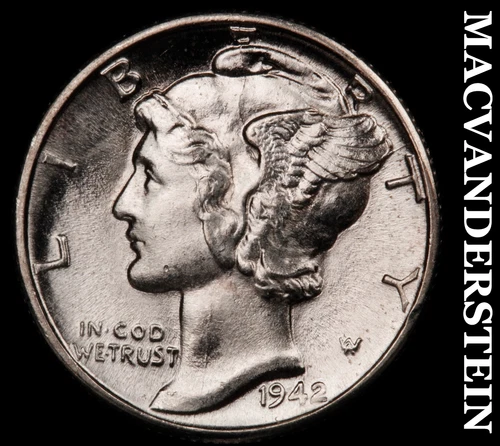 1942-D Silver Mercury Dime-Super Choice Gem Brilliant Unc+++++ No Reserve #G7533