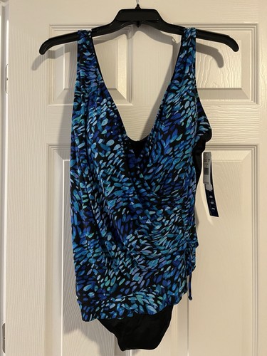 Longitude Ruffle Surplice Long Torso Swimsuit Petals Apart, Plus Size 22W