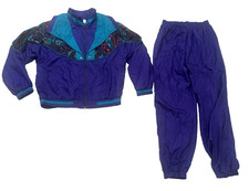 New LAVON Women's Jogging Track Suit Pants Jacket Petite L Purple Multi Nylon