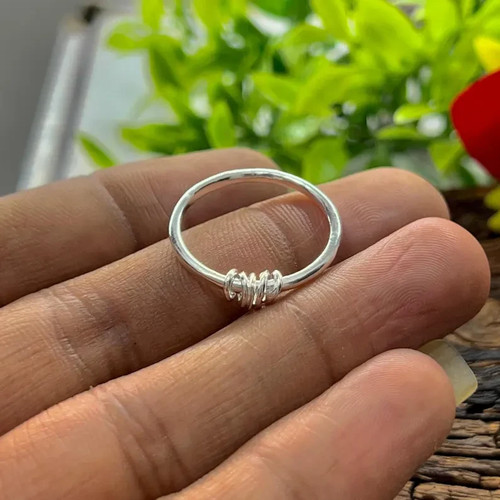 Anillo giratorio de plata de ley: anillo minimalista de plata 925 de todos los tamaños - Imagen 1 de 12
