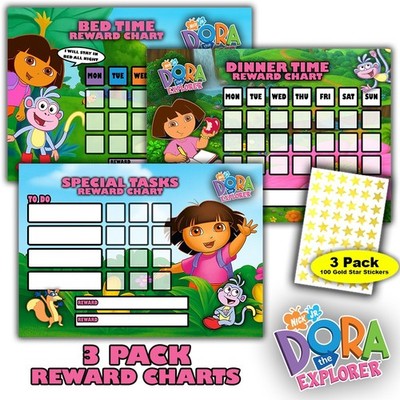 3er-Pack - Nickelodeon Dora the Explorer Belohnungstabelle - Gutes Benehmen & Lernen