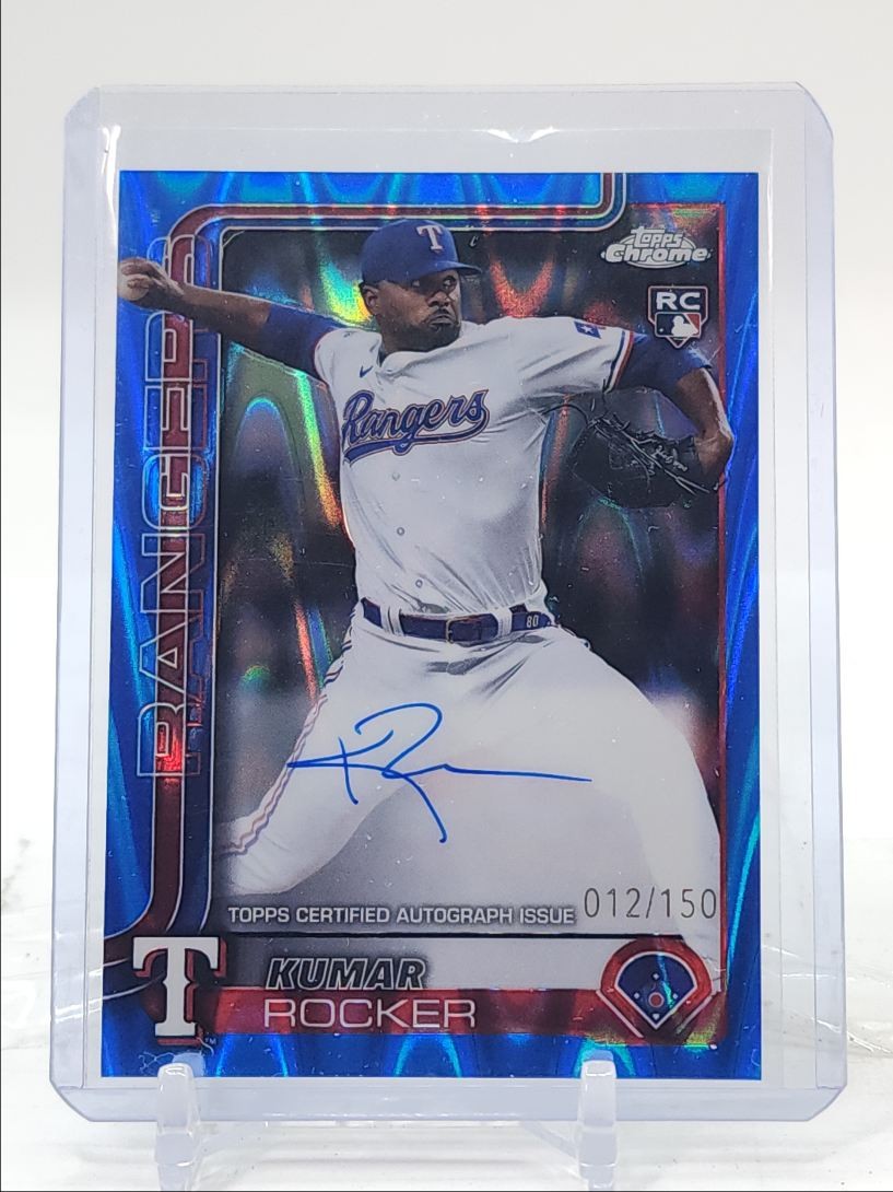 KUMAR ROCKER 2025 TOPPS CHROME ROOKIE BLUE RAYWAVE RC AUTO /150 Q1062