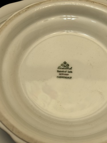 Rosenthal Chippendale centrotavola dipinto a mano pigne ciotola decorazione autunnale 11 1/2" - Foto 7 di 16