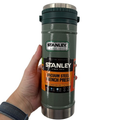 #ad Stanley Classic Vacuum Steel Travel French Press 16 oz Hammertone Green New $39.99