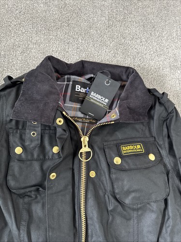 Barbour International Wachs Biker Jacke Mantel Schwarz Barbour Jacket 14 UK UVP 299£ - Bild 4 von 24