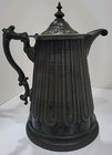 Antique Large Silver Plated Water Pitcher Round Ornate W/ Hinged Lid And Spout
