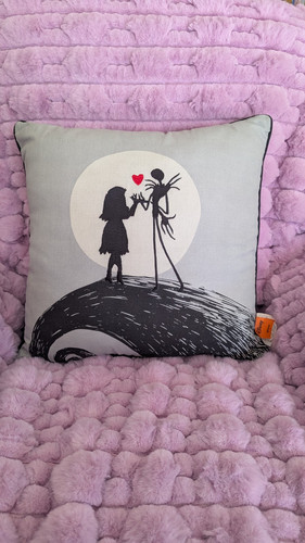 The Nightmare Before Christmas Jack And Sally Throw Pillow Embroidered 💀❤️💃 - Picture 1 of 10