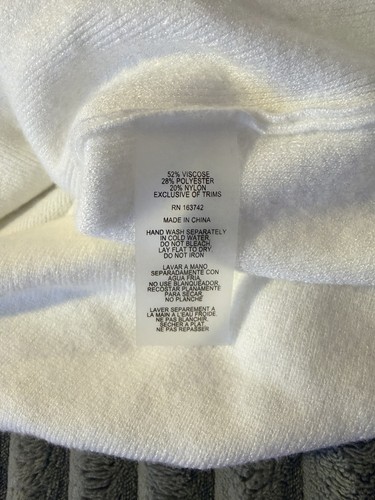 Suéter LIV Milano Grande Blanco Perla Manga Torcida Abierta Tejido Pullover Top - Imagen 7 de 7
