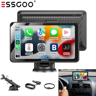 ESSGOO 7Zoll Tragbarer Touchscreen Wireless Apple Android Auto CarPlay Autoradio