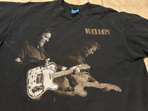 Vintage 90s Waylon Jennings Black T Shirt Size Large Schwarz - Bild 4 von 9